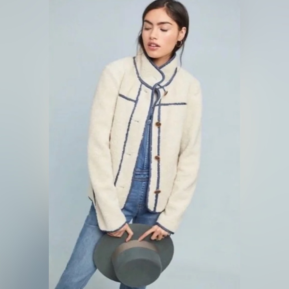 ANTHRO Anthropologie Sherpa Suede Jacket Size Small
